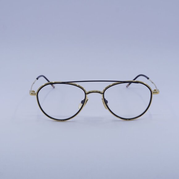 Thom Browne TB109-CGLDNVY53 Eyeglasses Gold/Navy 53mm Aviator Frame - Picture 4 of 10